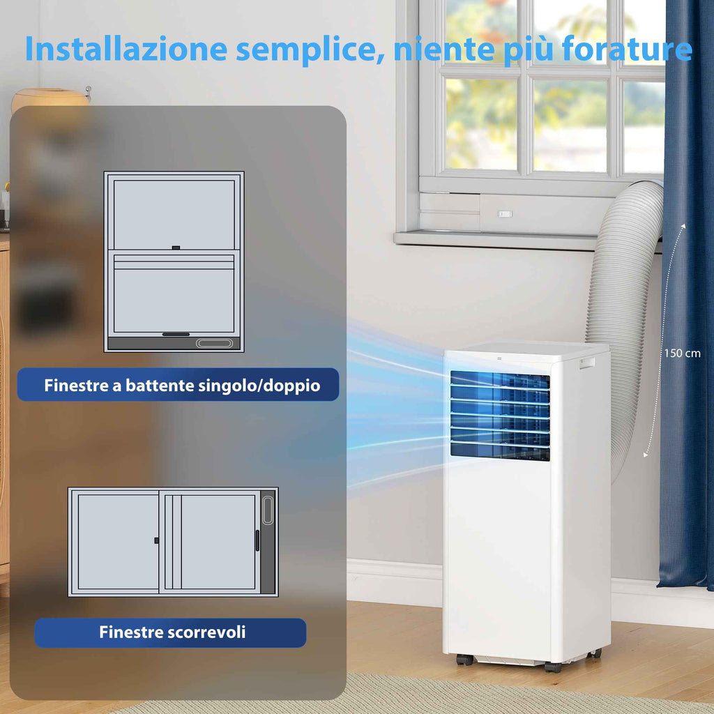 Portable Air Conditioner 7000 BTU, 4-in-1 Unit with Cooling, Dehumidifier, Fan, Night Mode
