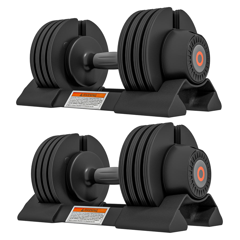 SPORTNOW Adjustable Weight Kit with Dumbbell Holder and Non-Slip Grip, in Steel and ABS, 33x16x16 cm, Black - Borgè