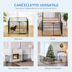 8 Section Folding Dog Safety Gate, Self-Locking & Locking System, Black - Borge' Group Limited