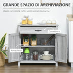 Country Kitchen Sideboard with 2-Door Cabinet and Drawer, 80x39.7x80cm, Grey