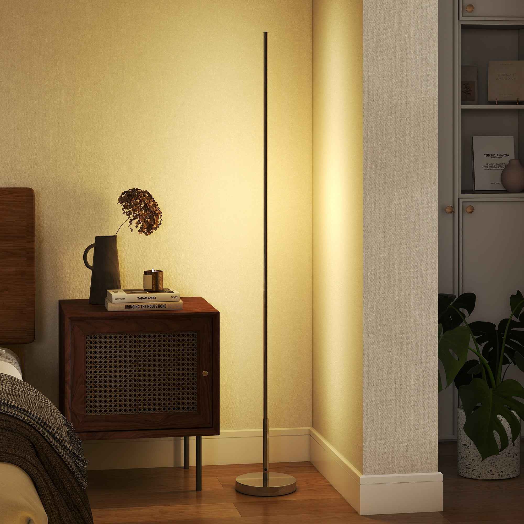 HOMCOM 150cm High LED Floor Lamp with Adjustable Color Temperature and Remote Control, Silver