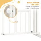 Small and Medium Dog Gate with Automatic Closing, in Steel and PA, 74-100x76 cm, White - Borgè