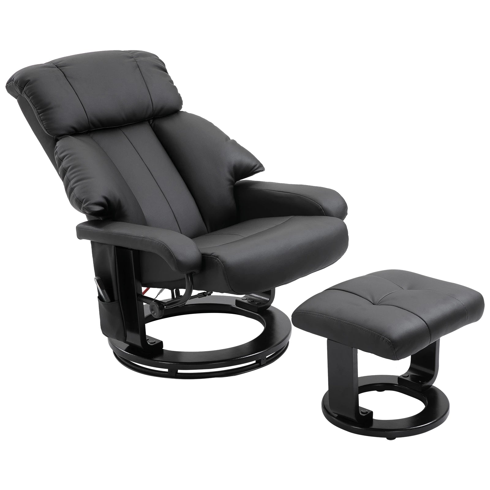Reclining Massage Relax Chair with Pouf Footrest and Remote Control, 76x80x102 cm Black