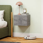 Set of 2 Floating Bedside Tables with 2 Drawers Modern and Space-Saving, 40x29x30 cm, Cement Grey