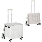 HOMCOM Folding Shopping Cart, Aluminum Trolley, Stair-Climbing Wheels, White