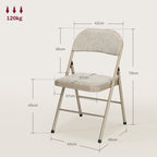Set of 4 Folding Chairs with Upholstered Polyester Seat and Steel Frame, Beige