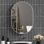 HOMCOM Oval Bathroom Mirror with Aluminum Frame, Vertical or Horizontal, 60x90 cm, Silver