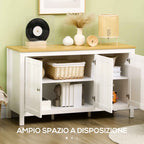 HOMCOM Storage Unit with 2 Cabinets and 2 Adjustable Shelves at 3 Heights, 120x40x70 cm, White and Wood Color
