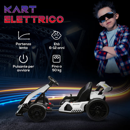 Homcom GO Electric Kart for children 6-12 years 24v 12km/h with adjustable seat, white - Borgè