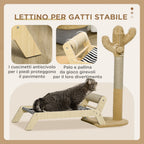 Cat Hammock with Cactus Design 2 in 1 Cat Scratching Post for Indoor, 88.5x31.5x76.5 cm