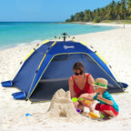 Outsunny Pop Up Beach Tent for 2 People with Windows, Fiberglass and Polyester, 220x173x120 cm, Blue and Yellow