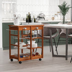 Multipurpose Kitchen Cart in Pine Wood 74 x 37 x 76cm Light Brown