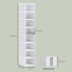 Shoe Rack with 8 Stackable and Foldable Shoe Containers with Transparent Panel, White
