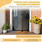 Push-Dog Gate with Automatic Closure, Steel and ABS, 75-82x76 cm, Black