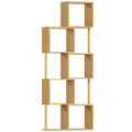HOMCOM Modern Asymmetrical 5-Tier Bamboo Bookcase, 62.5 x 23 x 165 cm, Natural Wood Color
