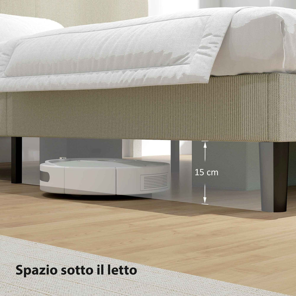HOMCOM 140x200cm Bed Frame with Height-Adjustable Padded Headboard and Slats, Corduroy, Grey