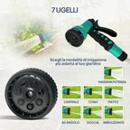 Automatic Wall Mounted and Portable Hose Reel Length 25+2 m, Locking System and 7 Jets, Grey
