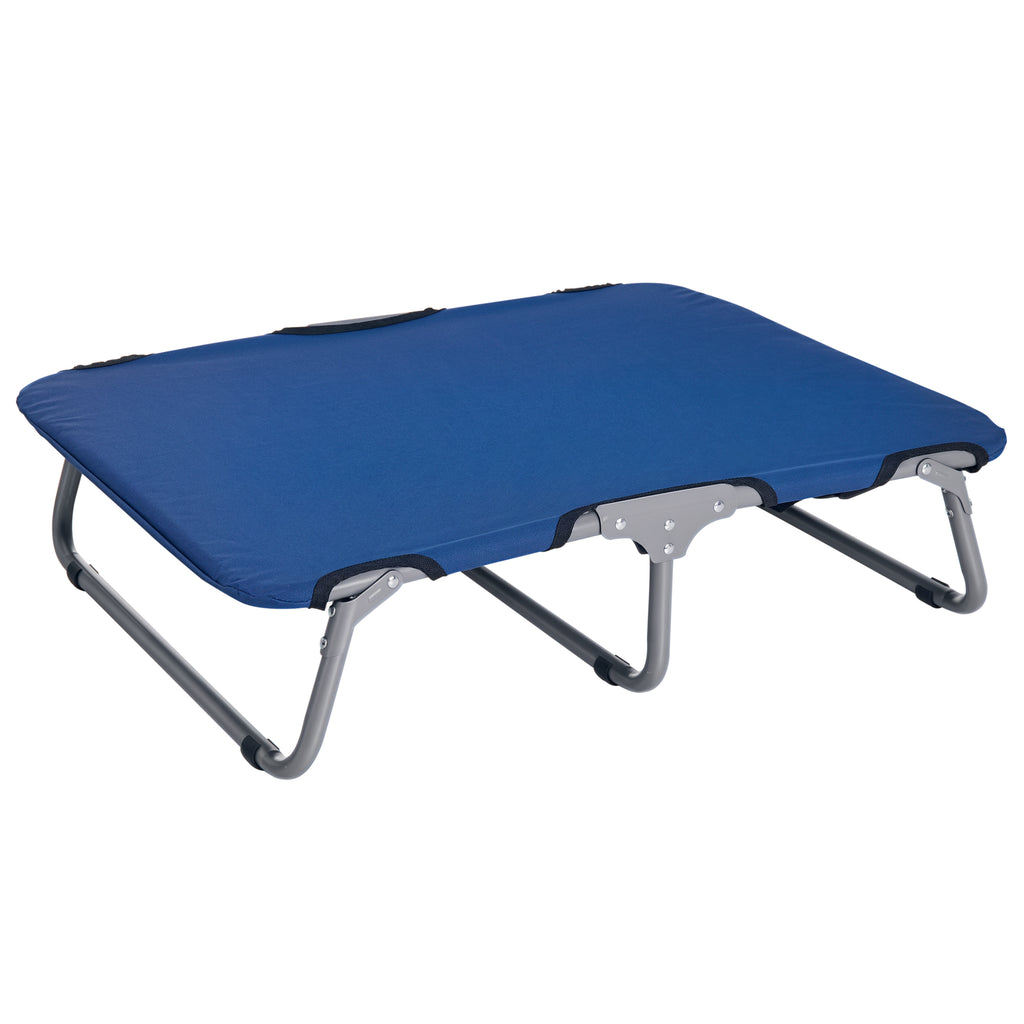 Folding Dog Bed for Small Dogs, Indoor and Outdoor, Raised Dog Bed, Made of Steel and Oxford Fabric, 71x58x20 cm, Blue