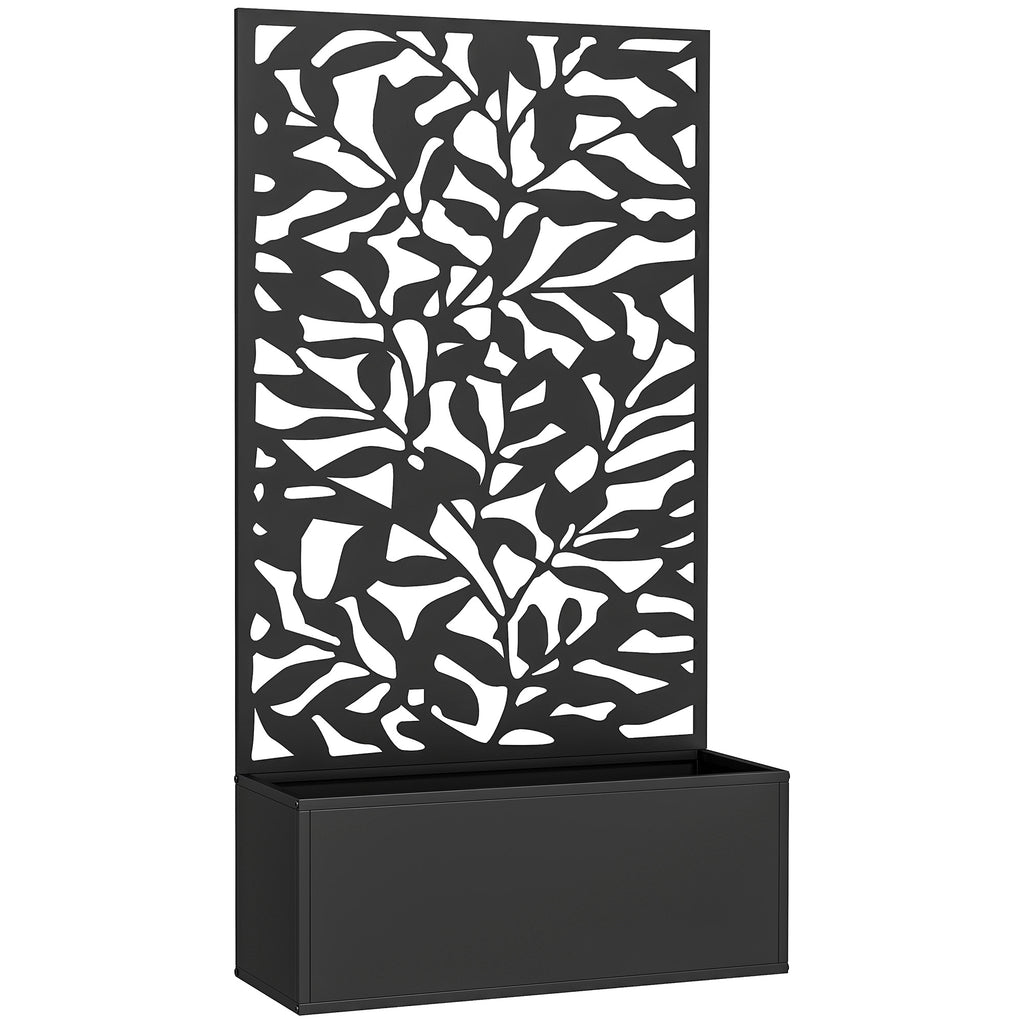 Outsunny Steel Planter with Trellis for Climbing Plants, Wall or Ground Mounting, 61x23x113 cm, Black