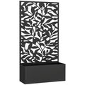 Outsunny Steel Planter with Trellis for Climbing Plants, Wall or Ground Mounting, 61x23x113 cm, Black