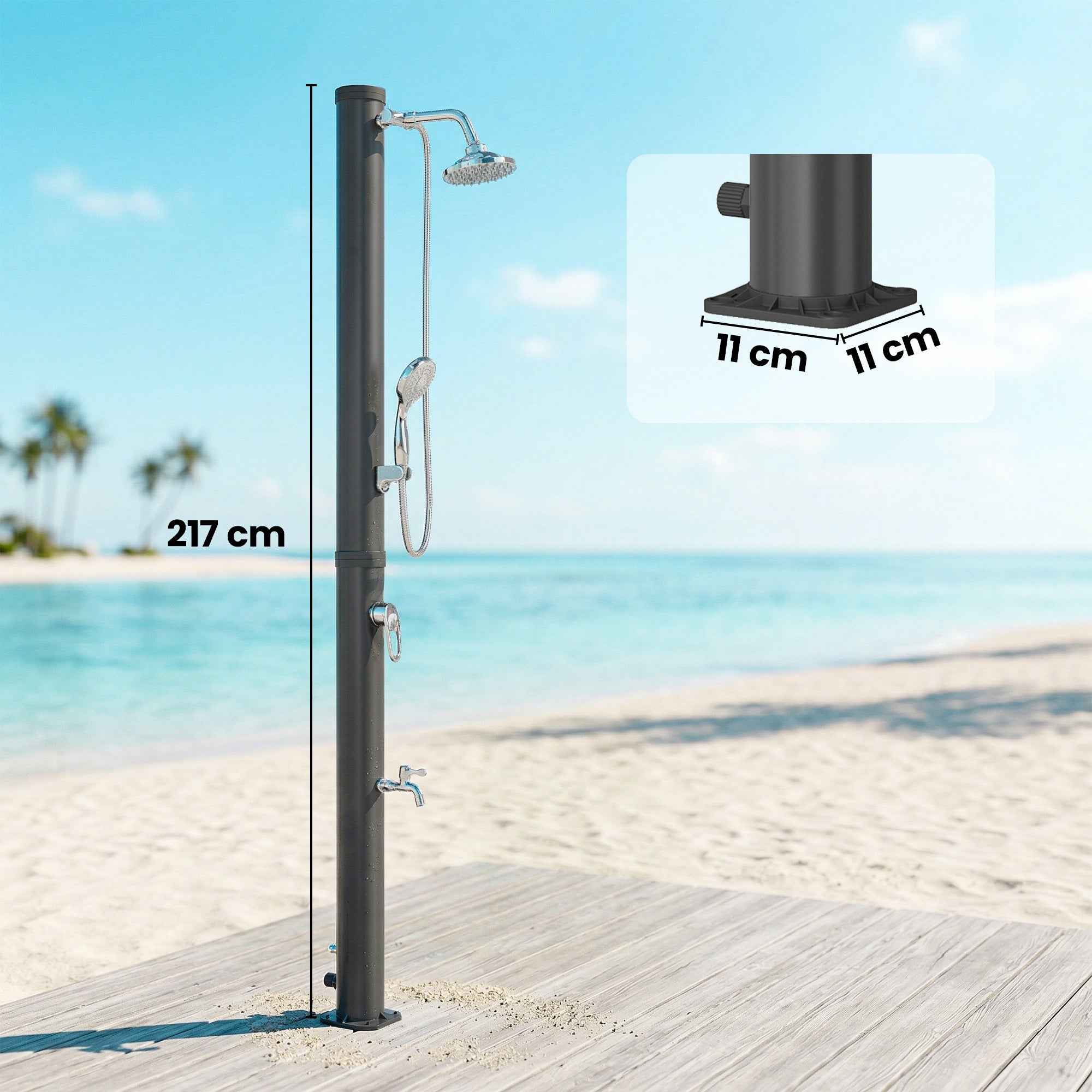 Outsunny 20L Solar Shower, Patented Frost Protection, Black Garden Shower