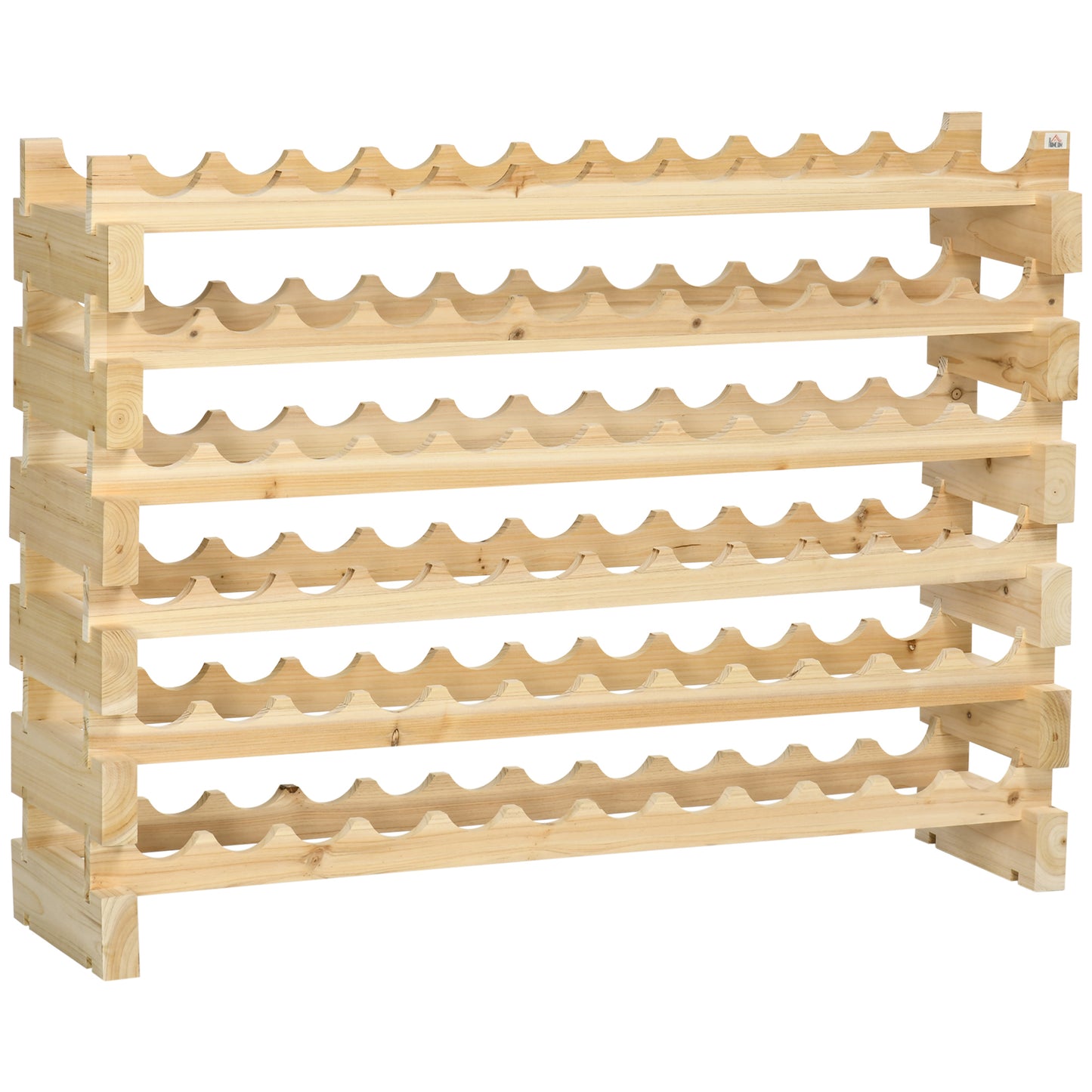 Bottle Rack in Fir Wood, Wine Cellar with 6 Shelves for 72 Bottles and Maximum Weight 100 kg, 114x28x85 cm, Natural Wood