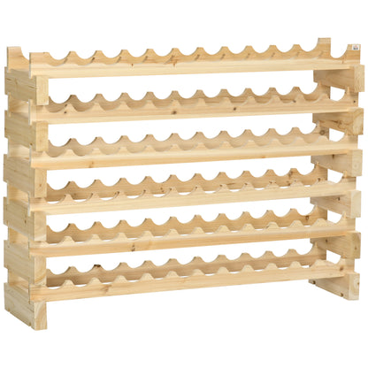 Bottle Rack in Fir Wood, Wine Cellar with 6 Shelves for 72 Bottles and Maximum Weight 100 kg, 114x28x85 cm, Natural Wood