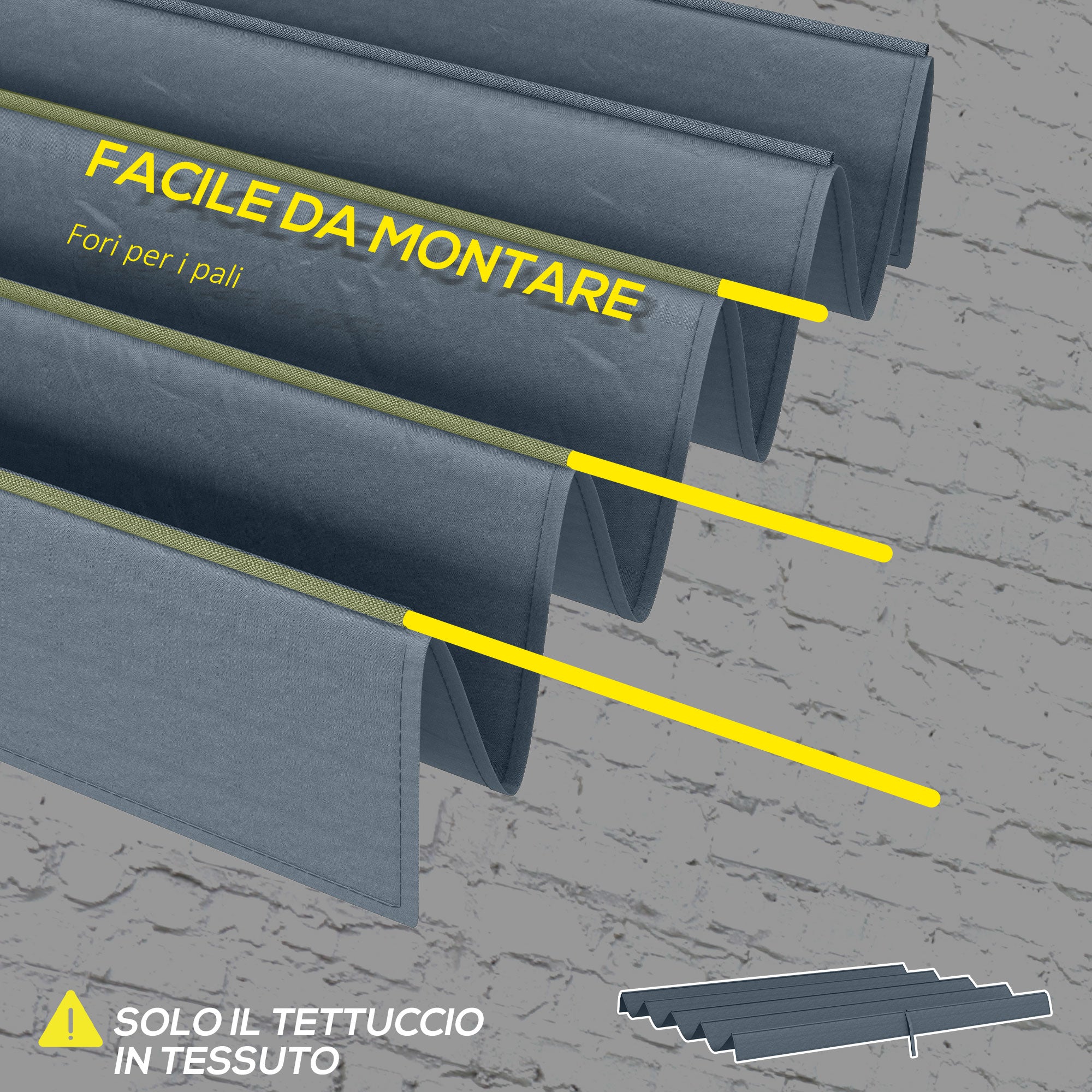 Gazebo Pergola Cover with 8 Drainage Holes, UV30+ Polyester, 286x245 cm, Dark Grey