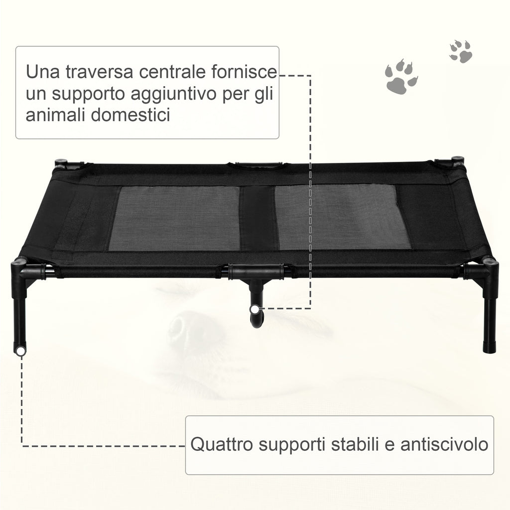 PawHut Bed for Large Dogs in Metal and Oxford Fabric with Transport Bag, 92x76x18cm, Black - Borgè