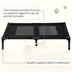 PawHut Bed for Large Dogs in Metal and Oxford Fabric with Transport Bag, 92x76x18cm, Black - Borgè