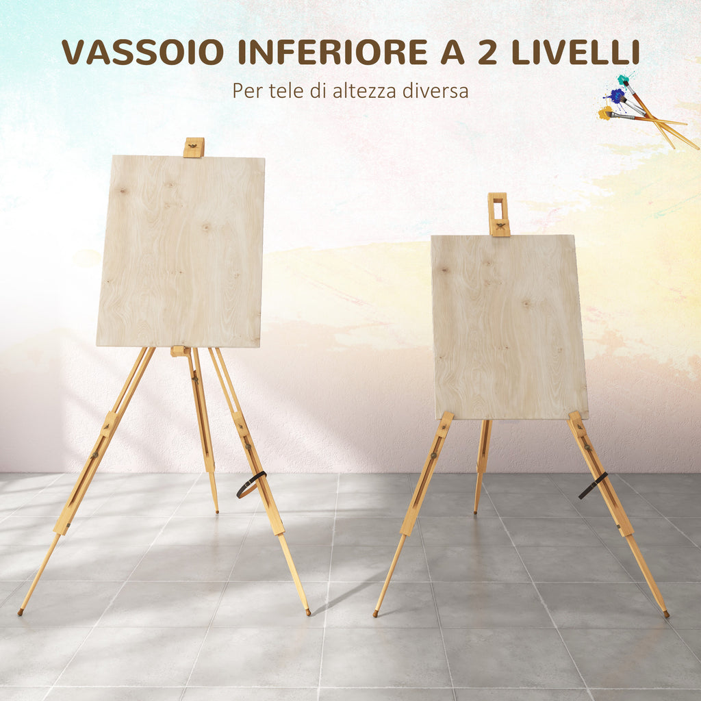 Space-Saving Beech Wood Painting Easel with Adjustable Height and Angle, 93x84x183 cm