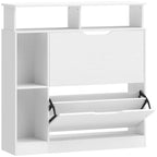 HOMCOM Narrow Shoe Rack with Adjustable Dividers, White