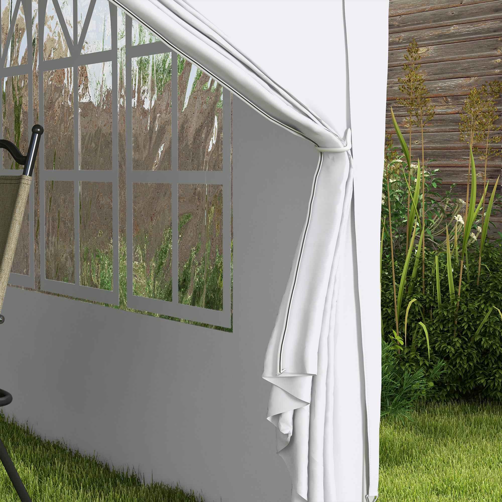 Outsunny 3x3m Folding and Waterproof Gazebo with Side Panels, Steel and Oxford Fabric, White