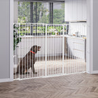 3-Panel Folding Dog Gate with Double Lock, Steel and Plastic, 206 x 120 cm, White