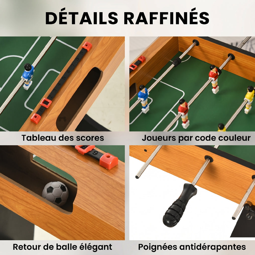 HOMCOM Mini Folding Table Football, 22 Players, 2 Balls, 2 Manual Scoreboards and Non-Slip Handles, Freestanding Family Game Set