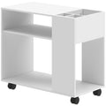 Coffee Table with Wheels, Open Compartments, Shelf and Compartment, 70x36x60 cm, White