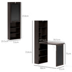 Modern Folding Desk with Bookcase and Blackboard, Wood and Metal, 98x51x153 cm, Brown