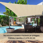 Square Outdoor Sun Shade Awning in Breathable HDPE, 95% UV Protection, 360x360 cm