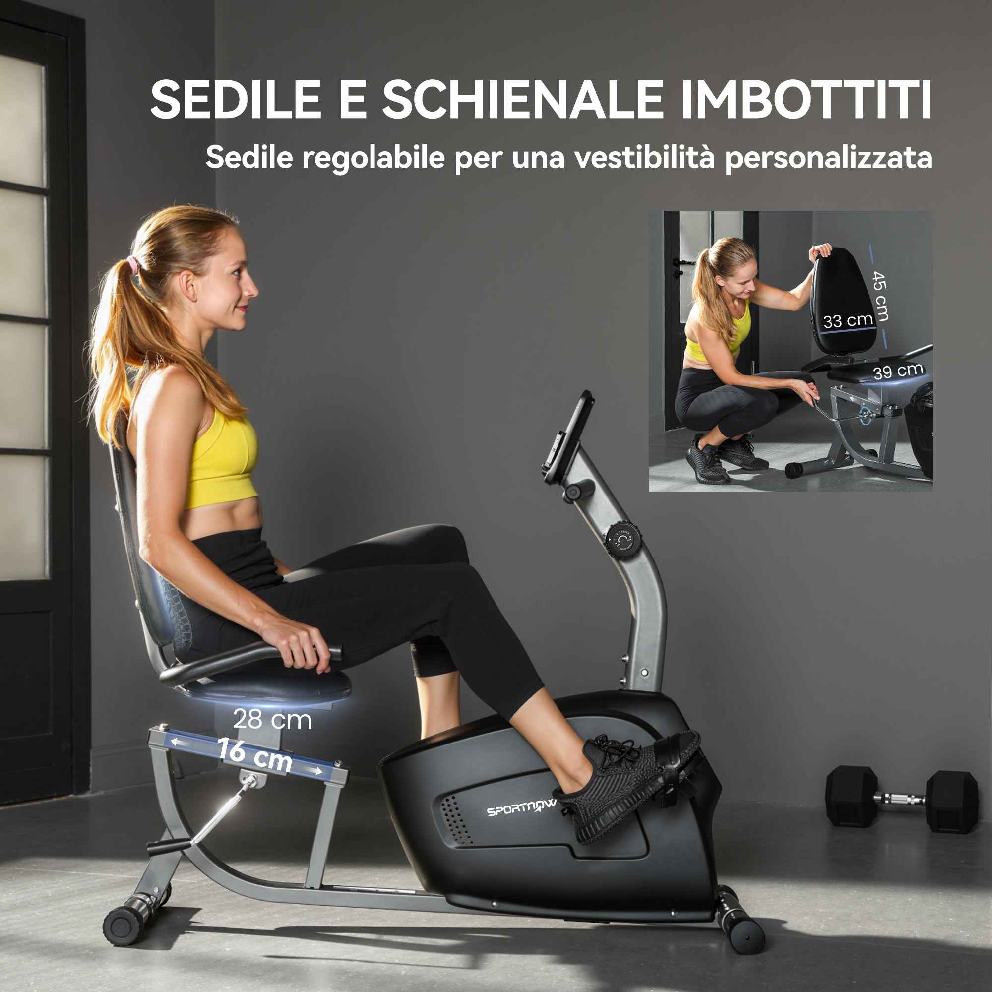 SPORTNOW Recumbent Home Exercise Bike with 8 Levels of Magnetic Resistance, Heart Rate Measurement, Adjustable Seat
