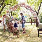 Outsunny Steel Garden Arch, Round Wedding Arch for Balloons and Climbing Plants for Ceremonies, Birthdays and Events, 222x60x224 cm, Gold