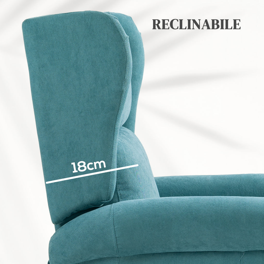 135° Reclining Lift Chair with Footrest and Remote Control, in Blue Fabric, 74x94x111 cm