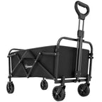 Outsunny 66L Folding Garden Cart with Adjustable Handle and Cup Holder, Black