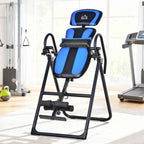 HOMCOM Folding Gravity Inversion Table with Adjustable Length (140-203cm) and Wheels, Black and Blue