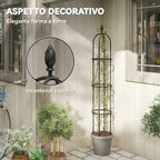 Outsunny 2-Piece 1.7m Tall Rustproof Steel Climbing Plant Supports with Decorative Trim, Black
