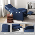 HOMCOM 160° Manually Reclining Relaxing Chair with Fabric Footrest, Blue