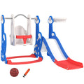 AIYAPLAY 4-in-1 Baby Slide with Swing, Climbing Ladder and Basketball Hoop, 18-48 Months, Dark Blue