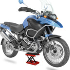 Motorcycle Lift Stand, Red and Black Steel Motorcycle Lift, Foldable and Non-Slip 41.5 x 23.5 x 10-37cm