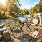 Outsunny 116cm Folding Camping Table, Waterproof Picnic Table with Roll-Up Top and Metal Frame, Portable for Garden, Park, BBQ, Green