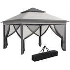 Gazebo with Mosquito Nets Adjustable on 3 Levels, in Steel and Oxford Fabric, 326x326x272 cm, Light and Dark Grey