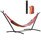 Freestanding Garden Hammock with Steel Frame and Multicolored Cotton, Carrying Case Included - Borge' Group Limited